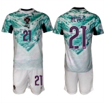 Men's Portugal Team #21 Rúben Neves Green 2026 World Cup Away Soccer Jersey Suit
