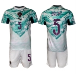 Men's Portugal Team #5 Diogo Dalot Green 2026 World Cup Away Soccer Jersey Suit