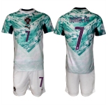Men's Portugal Team #7 Cristiano Ronaldo Green 2026 World Cup Away Soccer Jersey Suit