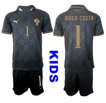 Youth Portugal #1 DIOGO COSTA National Team FIFA x World Cup 2026 Away Gray On Eusebio special edition Kids Jersey