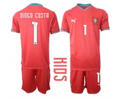 Youth Portugal #1 DIOGO COSTA National Team FIFA x World Cup 2026 Home Red On Eusebio special edition Kids Jersey