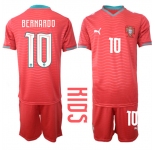 Youth Portugal #10 BERNARDO National Team FIFA x World Cup 2026 Home Red On Eusebio special edition Kids Jersey