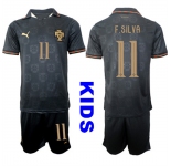 Youth Portugal #11 F.SILVA National Team FIFA x World Cup 2026 Away Gray On Eusebio special edition Kids Jersey