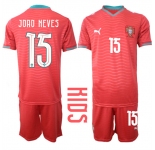Youth Portugal #15 JOAO NEVES National Team FIFA x World Cup 2026 Home Red On Eusebio special edition Kids Jersey