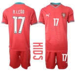 Youth Portugal #17 R.LEAO National Team FIFA x World Cup 2026 Home Red On Eusebio special edition Kids Jersey