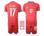 Youth Portugal #17 R.LEAO National Team FIFA x World Cup 2026 Home Red On Eusebio special edition Kids Jersey