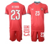 Youth Portugal #23 VITINHA National Team FIFA x World Cup 2026 Home Red On Eusebio special edition Kids Jersey