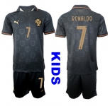 Youth Portugal #7 RONALDO National Team FIFA x World Cup 2026 Away Gray On Eusebio special edition Kids Jersey