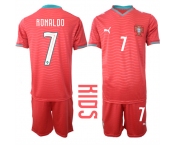 Youth Portugal #7 RONALDO National Team FIFA x World Cup 2026 Home Red On Eusebio special edition Kids Jersey