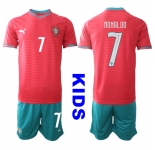 Youth Portugal #7 RONALDO National Team FIFA x World Cup 2026 Home Red On Eusebio special edition Kids Jerseys