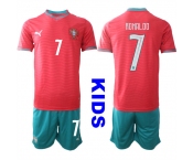 Youth Portugal #7 RONALDO National Team FIFA x World Cup 2026 Home Red On Eusebio special edition Kids Jerseys