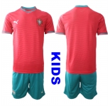 Youth Portugal Bland Or Custom National Team FIFA x World Cup 2026 Home Red On Eusebio special edition Kids Jersey