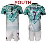 Youth Portugal Team #7 Cristiano Ronaldo Green 2026 World Cup Away Soccer Jersey Suit