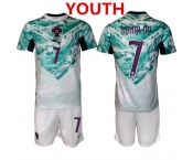 Youth Portugal Team #7 Cristiano Ronaldo Green 2026 World Cup Away Soccer Jersey Suit