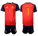Men's Spain #1 I.CASILLAS National Team FIFA x World Cup 2026 Home Red On Field Jerseys