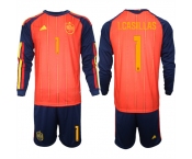 Men's Spain #1 I.CASILLAS National Team FIFA x World Cup 2026 Long Sleeve Home Red On Field Jerseys