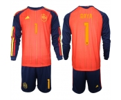 Men's Spain #1 RAYA National Team FIFA x World Cup 2026 Long Sleeve Home Red On Field Jerseys