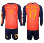 Men's Spain #17 WILLIAMS JR. National Team FIFA x World Cup 2026 Long Sleeve Home Red On Field Jerseys