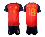 Men's Spain #18 ZUBIMENDI National Team FIFA x World Cup 2026 Home Red On Field Jerseys