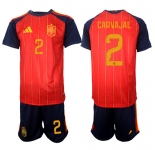 Men's Spain #2 CARVAJAL National Team FIFA x World Cup 2026 Home Red On Field Jerseys