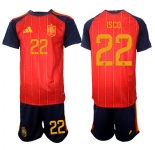 Men's Spain #22 ISCO National Team FIFA x World Cup 2026 Home Red On Field Jerseys