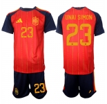 Men's Spain #23 UNAI SIMON National Team FIFA x World Cup 2026 Home Red On Field Jerseys