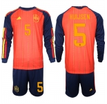 Men's Spain #5 HUIJSEN National Team FIFA x World Cup 2026 Long Sleeve Home Red On Field Jerseys