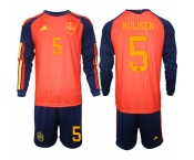 Men's Spain #5 HUIJSEN National Team FIFA x World Cup 2026 Long Sleeve Home Red On Field Jerseys