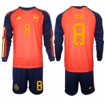 Men's Spain #8 XAVI National Team FIFA x World Cup 2026 Long Sleeve Home Red On Field Jerseys