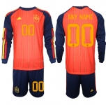 Men's Spain Custom Any Name And Number National Team FIFA x World Cup 2026 Long Sleeve Home Red On Field Jerseys