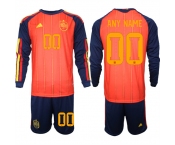 Men's Spain Custom Any Name And Number National Team FIFA x World Cup 2026 Long Sleeve Home Red On Field Jerseys