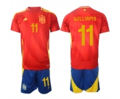 Men's Spain Team #11 Nico Williams 2024-25 Red Home Soccer Jersey Suit