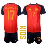 Youth Spain #17 WILLIAMS JR. National Team FIFA x World Cup 2026 Home Red On Field Kids Jerseys