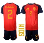 Youth Spain #2 CARVAJAL National Team FIFA x World Cup 2026 Home Red On Field Kids Jerseys