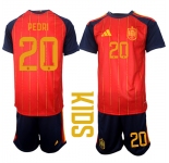 Youth Spain #20 PEDRI National Team FIFA x World Cup 2026 Home Red On Field Kids Jerseys