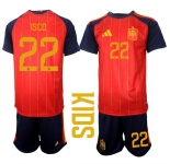Youth Spain #22 ISCO National Team FIFA x World Cup 2026 Home Red On Field Kids Jerseys