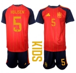 Youth Spain #5 HUIJSEN National Team FIFA x World Cup 2026 Home Red On Field Kids Jerseys