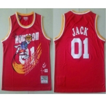 Travis Scott X Br X Mn Houston Rockets #01 Jack Red Basketball Swingman Stitched Throwback Jersey
