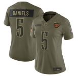 Women's Washington Commanders #5 Jayden Daniels Olive 2025 Salute to Service Limited Stitched Jersey