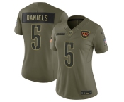 Women's Washington Commanders #5 Jayden Daniels Olive 2025 Salute to Service Limited Stitched Jersey