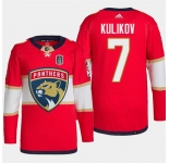 Men's Florida Panthers #7 Dmitry Kulikov Red 2024 Stanley Cup Final Patch Stitched Jersey