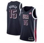 Men's USA Basketball #15 Devin Booker Navy 2024 Swingman Stitched Jersey