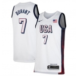 Men's USA Basketball #7 Kevin Durant White 2024 Swingman Stitched Jersey