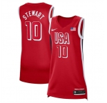Women's USA Basketball #10 Breanna Stewart Red 2024 Swingman Stitched Jersey