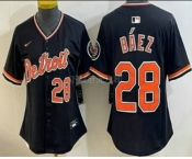 Women's Detroit Tigers #28 Javier Baez Black Stadium Jersey