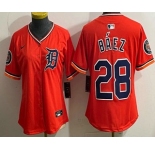 Women's Detroit Tigers #28 Javier Baez Orange Limited Jersey