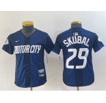 Women's Detroit Tigers #29 Tarik Skubal Navy 2024 City Connect Cool Base Limited Stitched Jersey