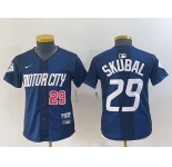Women's Detroit Tigers #29 Tarik Skubal Navy 2024 City Connect Cool Base Limited Stitched Jerseys