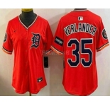 Women's Detroit Tigers #35 Justin Verlander Orange Stadium Jersey