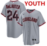Youth cleveland guardians #24 chase delauter gray cool base limited stitched baseball jersey
